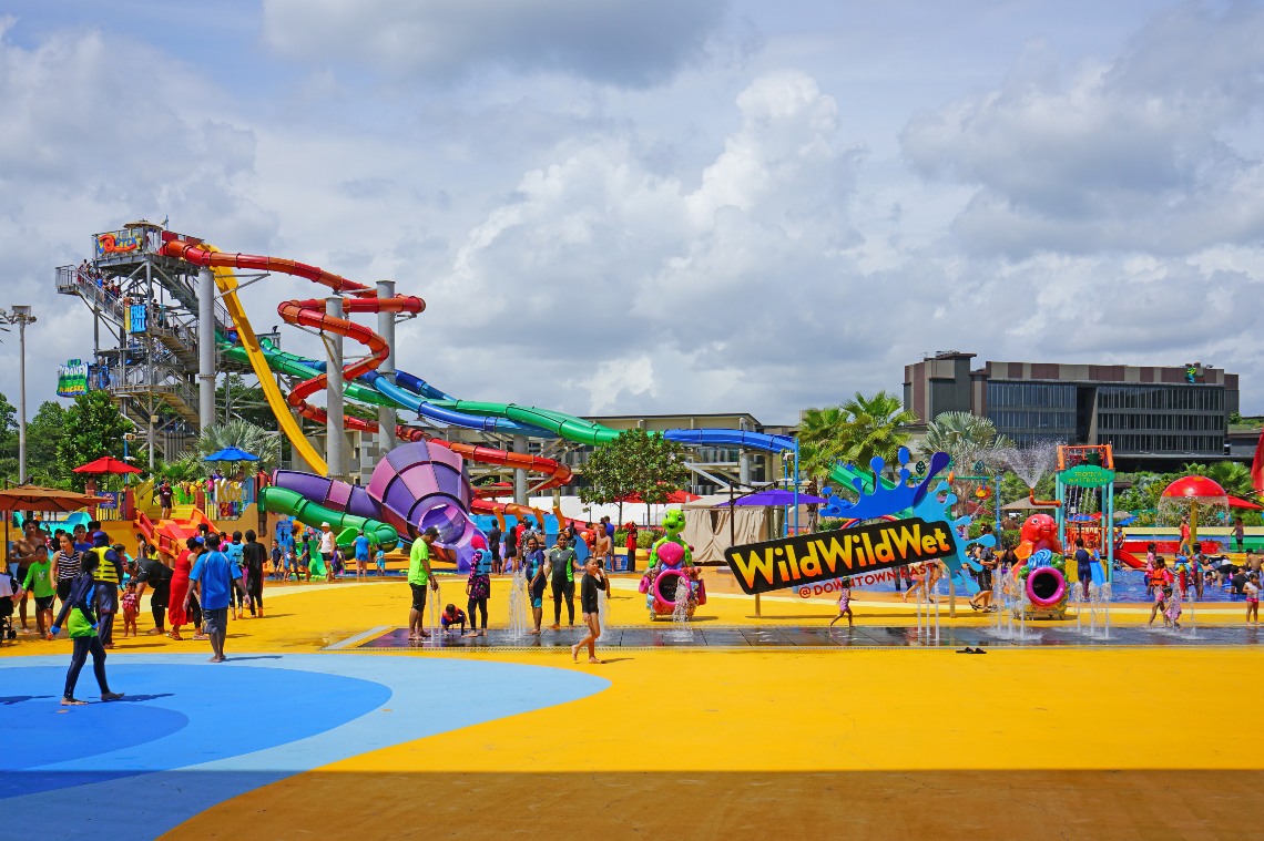 A wide shot of Singapore’s largest water theme park, Wild Wild Wet.